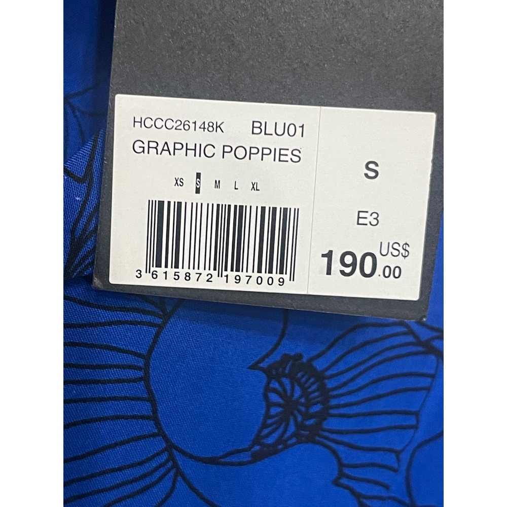 The Kooples Graphic Poppies Camp Shirt Blue Floral 100%‎ Viscose Men's S NWT - Picture 8 of 10